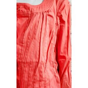Talbots Orange Pleated Front Button Up Blazer 14 3/4 Sleeves Lightweight Soft